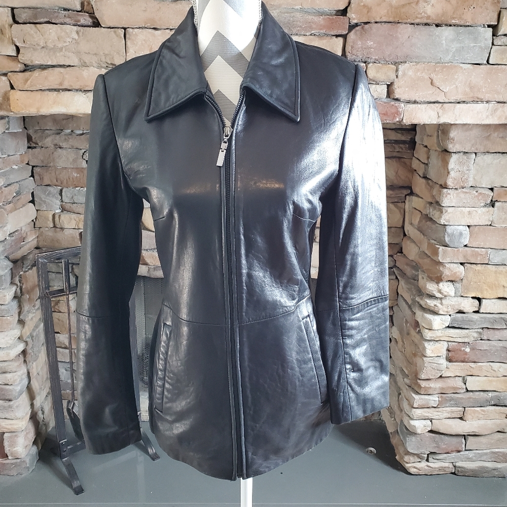 Jones New York Leather Leather Jacket SZ Small